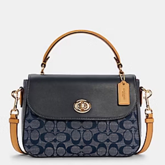 COACH MARLIE TOP HANDLE SATCHEL Signature Chambray DENIM - Picture 1 of 8